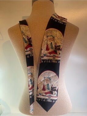 Vintage 1993 Norman Rockwell Santa Neck Tie Saturday Evening Post 100% Silk